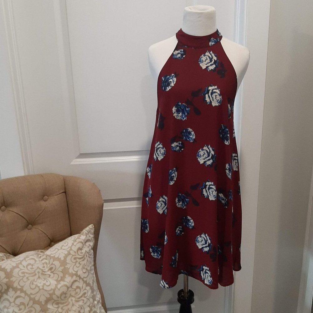 Coveted Clothing Cabernet & Blue Rose Cocktail Dress